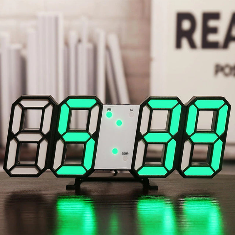 3D LED Digital Clock Wall Deco Glowing Night Mode Adjustable Electronic Table Clock Wall Clock Decoration Living Room LED Clock