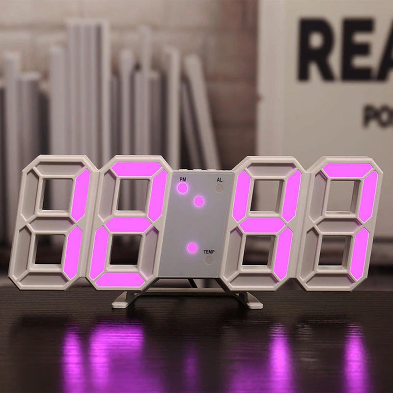 3D LED Digital Clock Wall Deco Glowing Night Mode Adjustable Electronic Table Clock Wall Clock Decoration Living Room LED Clock