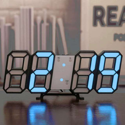 3D LED Digital Clock Wall Deco Glowing Night Mode Adjustable Electronic Table Clock Wall Clock Decoration Living Room LED Clock